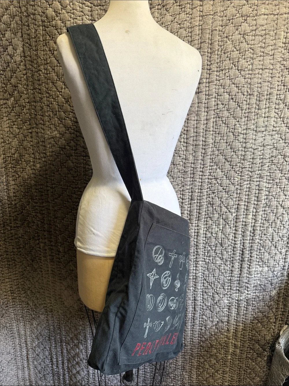 Gallery Canvas Messenger Bag in Black with Red Accents